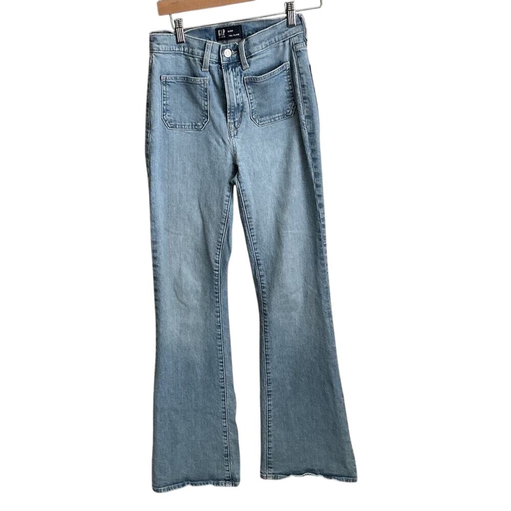Gap Denim Jeans Size‎ 0/25R Womens 70s Flare Blue Denim Jeans Mid Rise